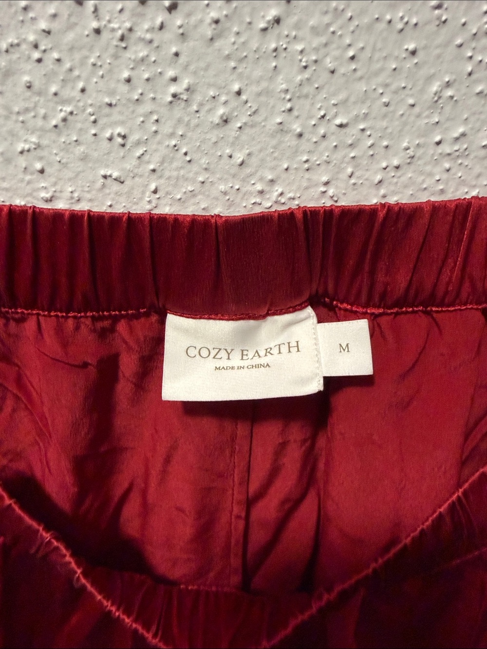 Cozy Earth Red Satin Drawstring Shorts - Picture 3 of 4